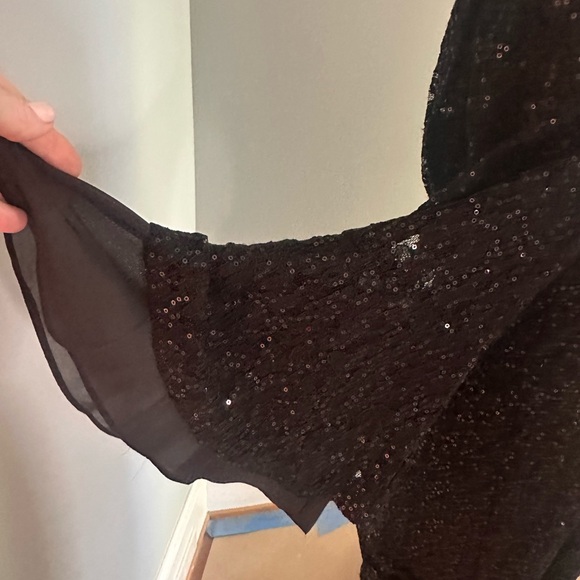 Ignite Evening Black Sequin Lace Bell-Sleeve Dress size 12 - Picture 9 of 9